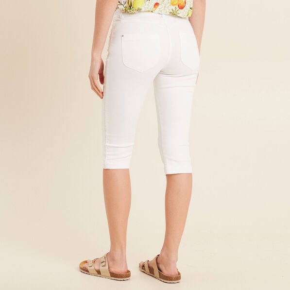 pantacourt droit 5 poches blanc femme Pantacourt droit 5 poches blanc femme
