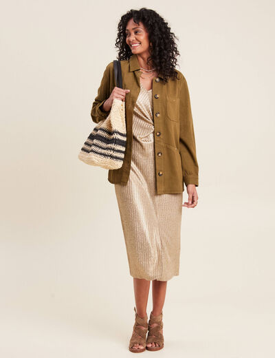 Robe ajustée métallisée couleur or femme