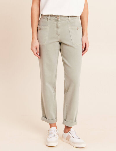 Jean coupe mom 7/8&egrave;me vert clair femme