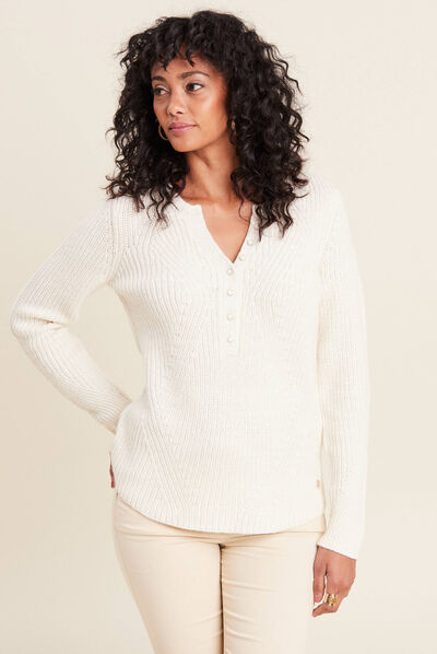 Pull manches longues ecru femme