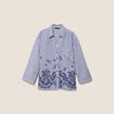 Chemise droite manches 3/4 fluide bleu femme