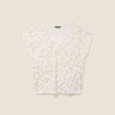 T-shirt droit col v manches courtes couleur or femme