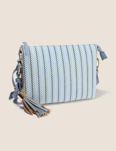Sac bandouli&egrave;re avec 3 poches bleu femme