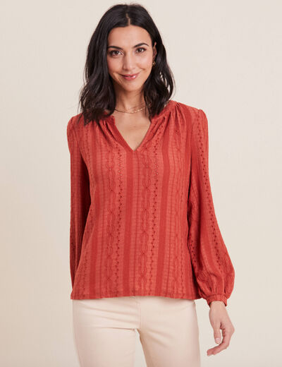 Blouse manches longues vieux rose femme