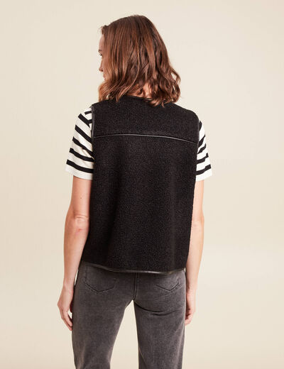 Gilet sans manches sans col noir femme