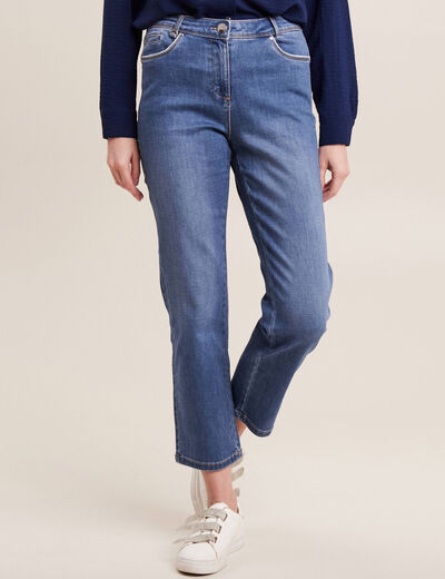 Jean coupe droite 7/8&egrave;me denim stone femme