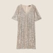 Robe évasée sequins couleur or femme