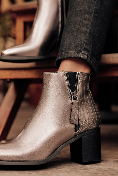 Bottines à talons irisées couleur argent femme