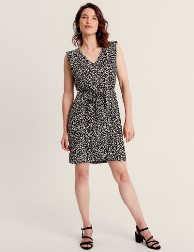Robe droite ceinturée noir femme