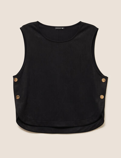 Top cintré sans manches col rond noir femme