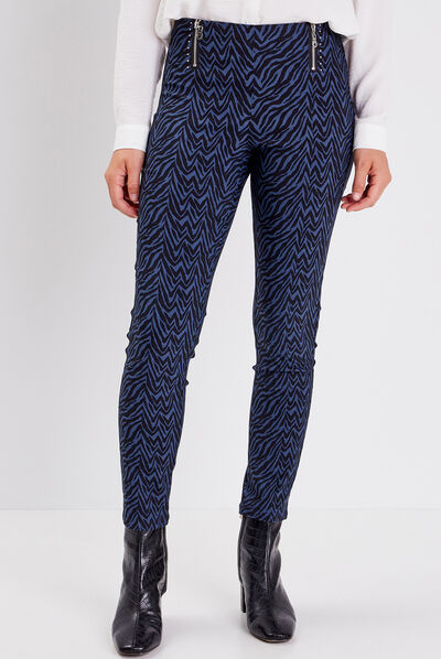 Tregging avec détails zippés bleu femme