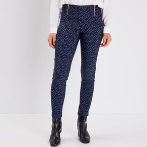 tregging avec details zippes bleu femme Tregging avec détails zippés bleu femme