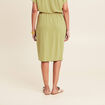 Jupe droite effet portefeuille vert olive femme