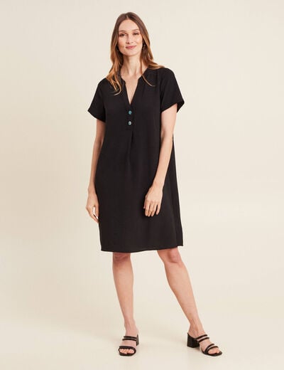 Robe droite manches courtes noir femme