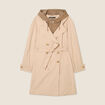 Trench ceinturé à capuche beige femme