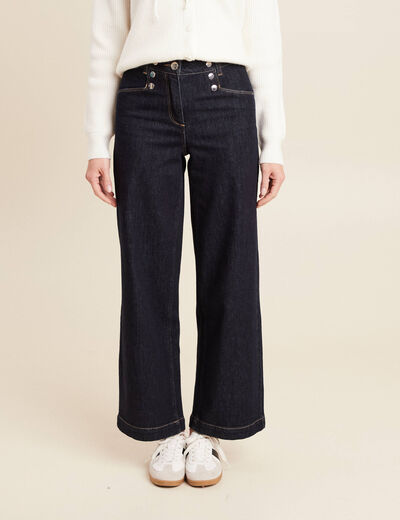 Jean large à pont denim brut femme