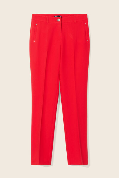 Pantalon flou à pinces rouge femme