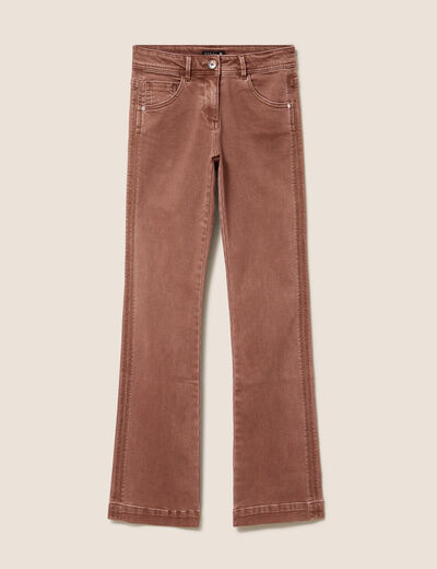 Jean bootcut taille bascul&eacute;e marron femme