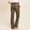 Pantalon bootcut enduit taille haute vert kaki femme