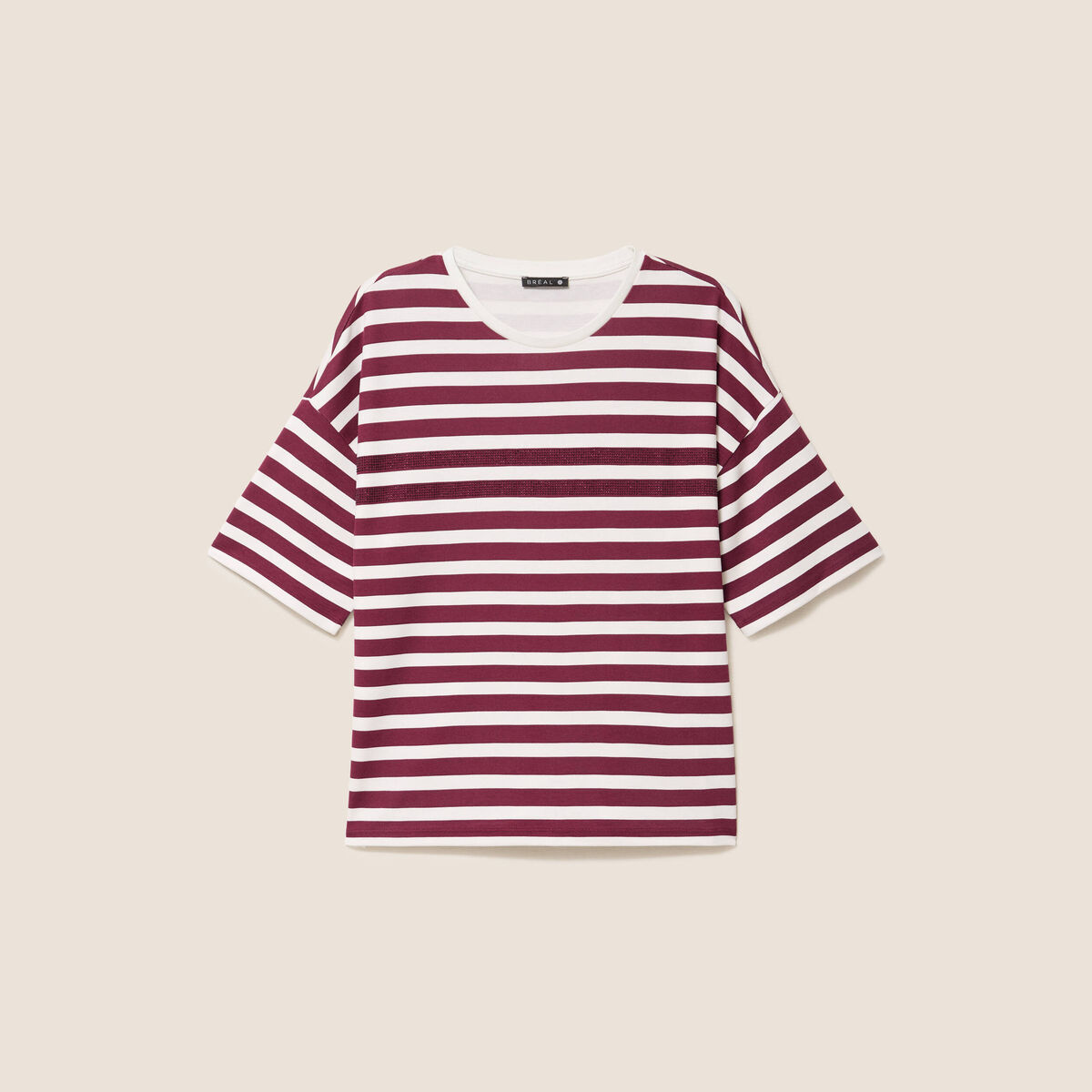 T-shirt col rond bordeaux femme
