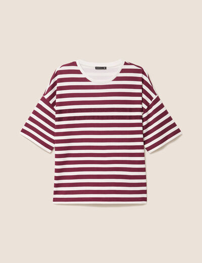 T-shirt col rond bordeaux femme
