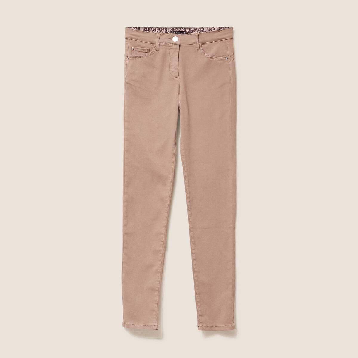 Jean magique ajusté taille standard taupe femme