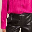 Pantalon taille bascul&eacute;e similicuir noir femme
