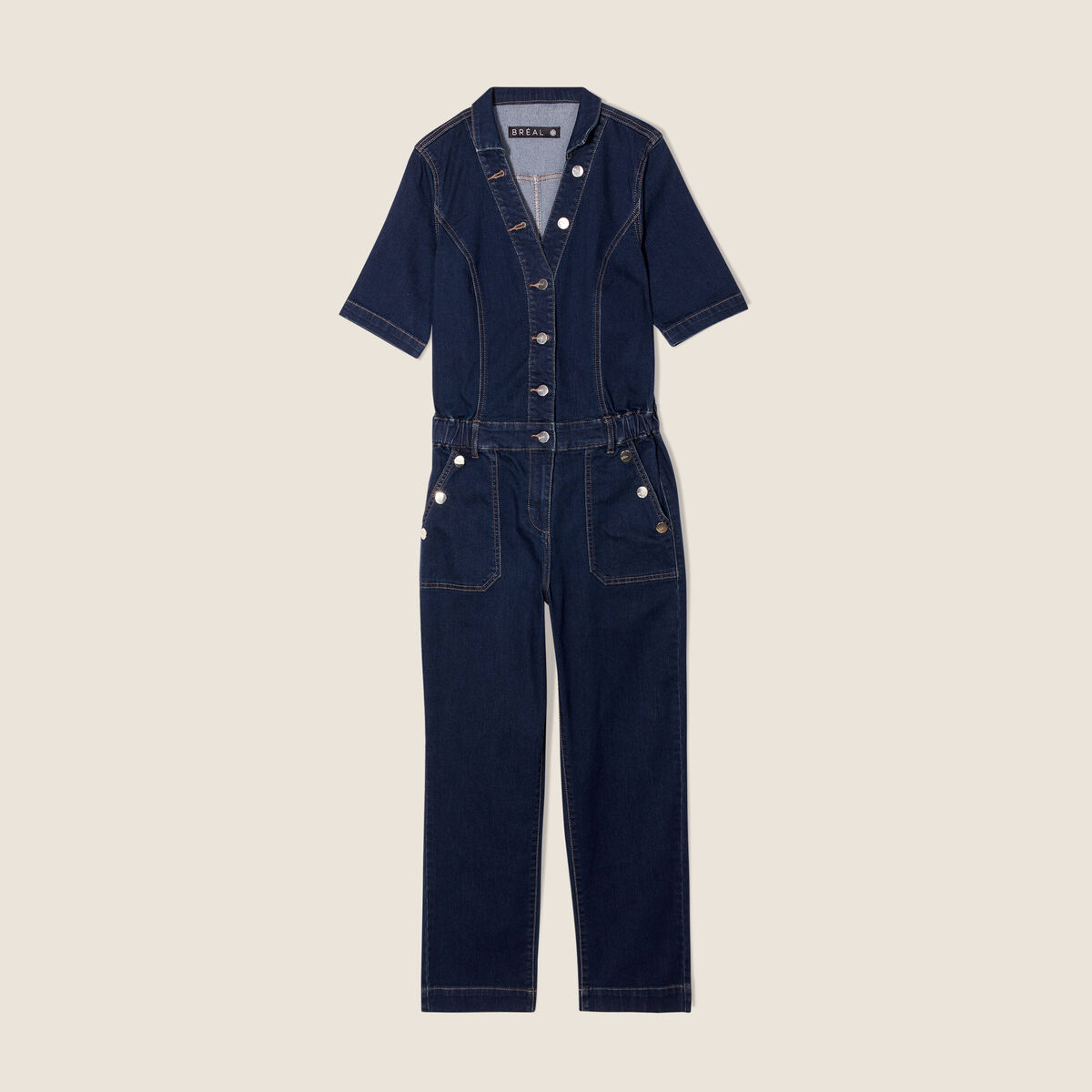 Combinaison pantalon en jean denim brut femme