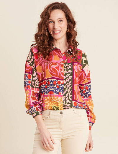 Chemise manches longues rose clair femme