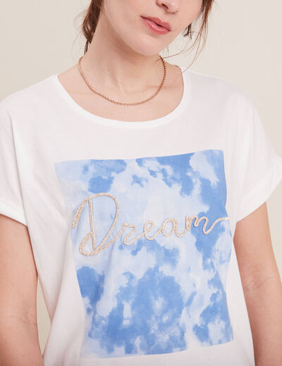 T-shirt manches courtes ecru femme