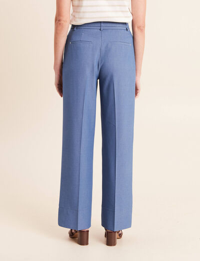 Pantalon coupe large taille haute fluide denim double stone femme