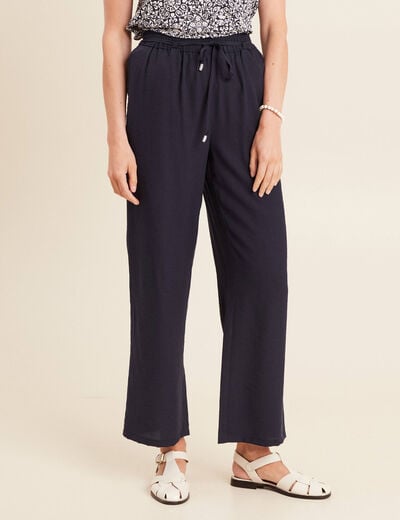 Pantalon large 7/8ème bleu foncé femme