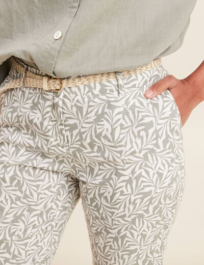Pantalon à ceinture vert kaki femme