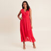 Robe longue &eacute;vas&eacute;e volants rouge femme