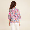 Chemise fluide col chemise manches 3/4 bleu femme
