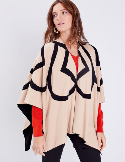 Poncho réversible noir femme