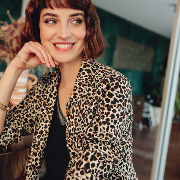 Veste boutonnée beige femme
