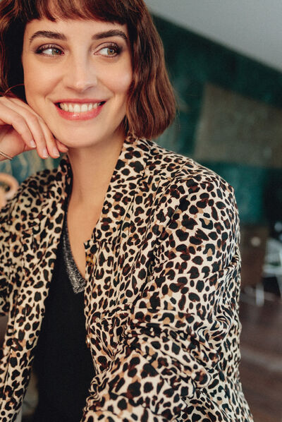 Veste boutonnée beige femme