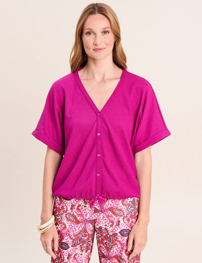 Chemisette effet boule manches courtes violet clair femme