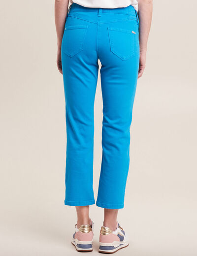 Jean droit taille basse 7/8ème bleu femme
