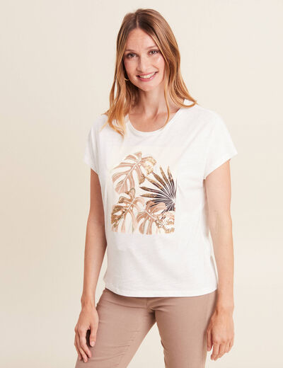 T-shirt manches courtes ecru femme