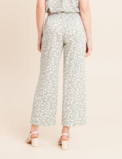 Pantalon coupe large 7/8&egrave;me taille haute taupe femme