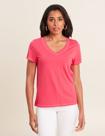 T-shirt manches courtes rose framboise femme