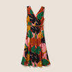 Robe midi évasée ceinturée multicolore femme