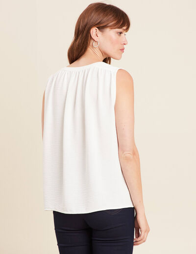 Blouse ample col en V ecru femme