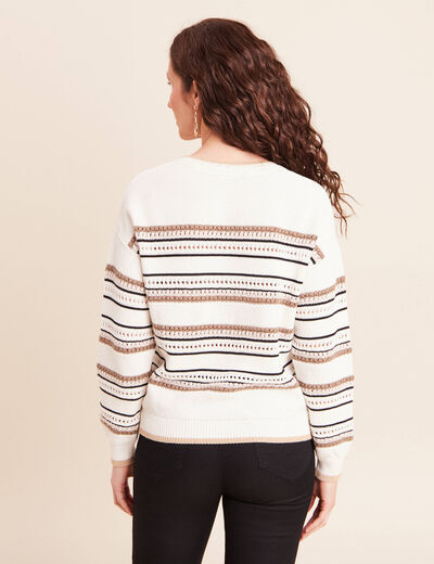 Pull col tunisien manches longues marron femme