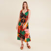 Robe midi évasée ceinturée multicolore femme