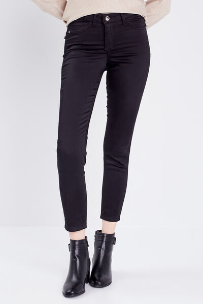 Pantalon ajusté réversible noir femme