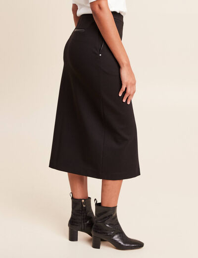 Jupe en maille doubl&eacute;e noir femme