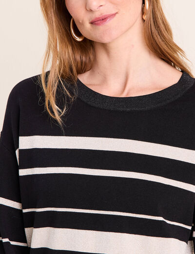 Pull col rond noir femme